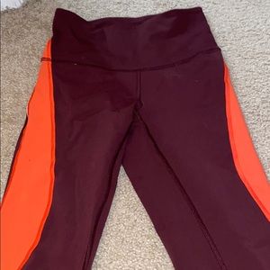 Lululemon Burgundy and Orange Leggings Size 4